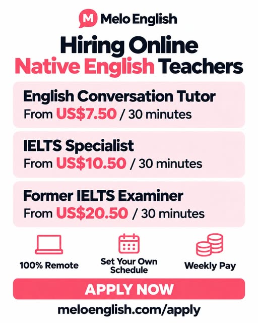Online | English Conversation and IELTS Teaching | Remote | Melo English